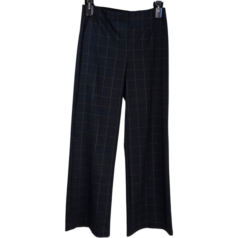 Nicole Miller Black Plaid Wide Leg Pull On Pants Size 6